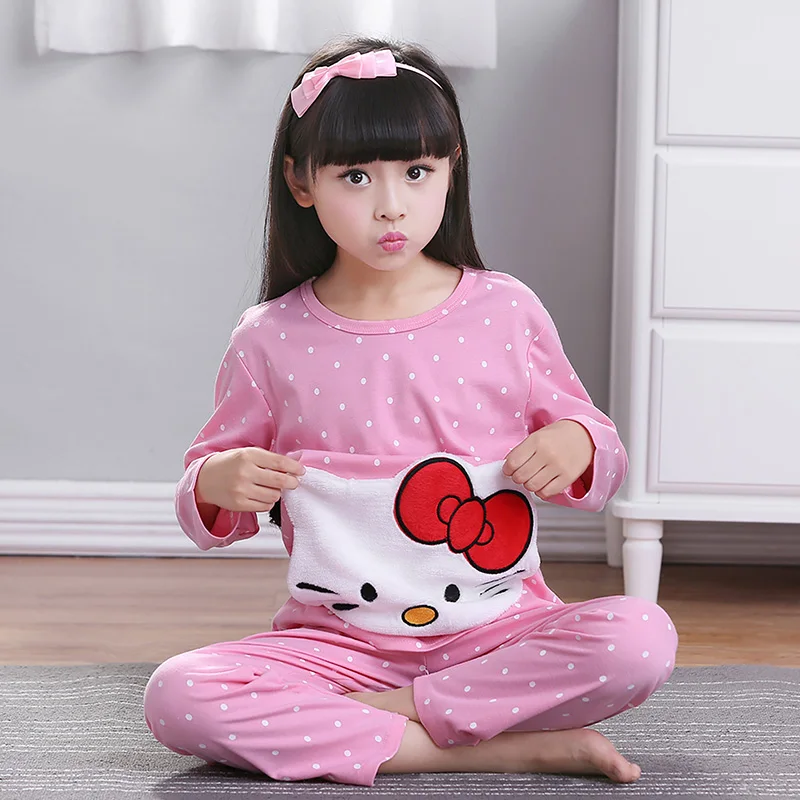 2019 Sping Children Pajamas Suit Cartoon Long Sleeve Boys Sleepwear Sets Girls Full Pants Kids Baby Tracksuit Lounge | Детская одежда и