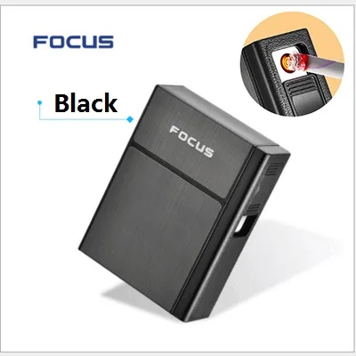 black case lighter Чехол для сигарет большой емкости, съемная электронная USB Зажигалка, перезаряжаемая ветрозащитная Зажигалка Encendor, модные гаджеты для мужчин - Color: black case lighter