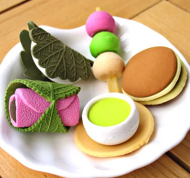 Eraser Set Kawaii милые Ластики для детей, резиновый набор ластиков для фруктов, тортов, овощей, еды - Цвет: Eraser Set