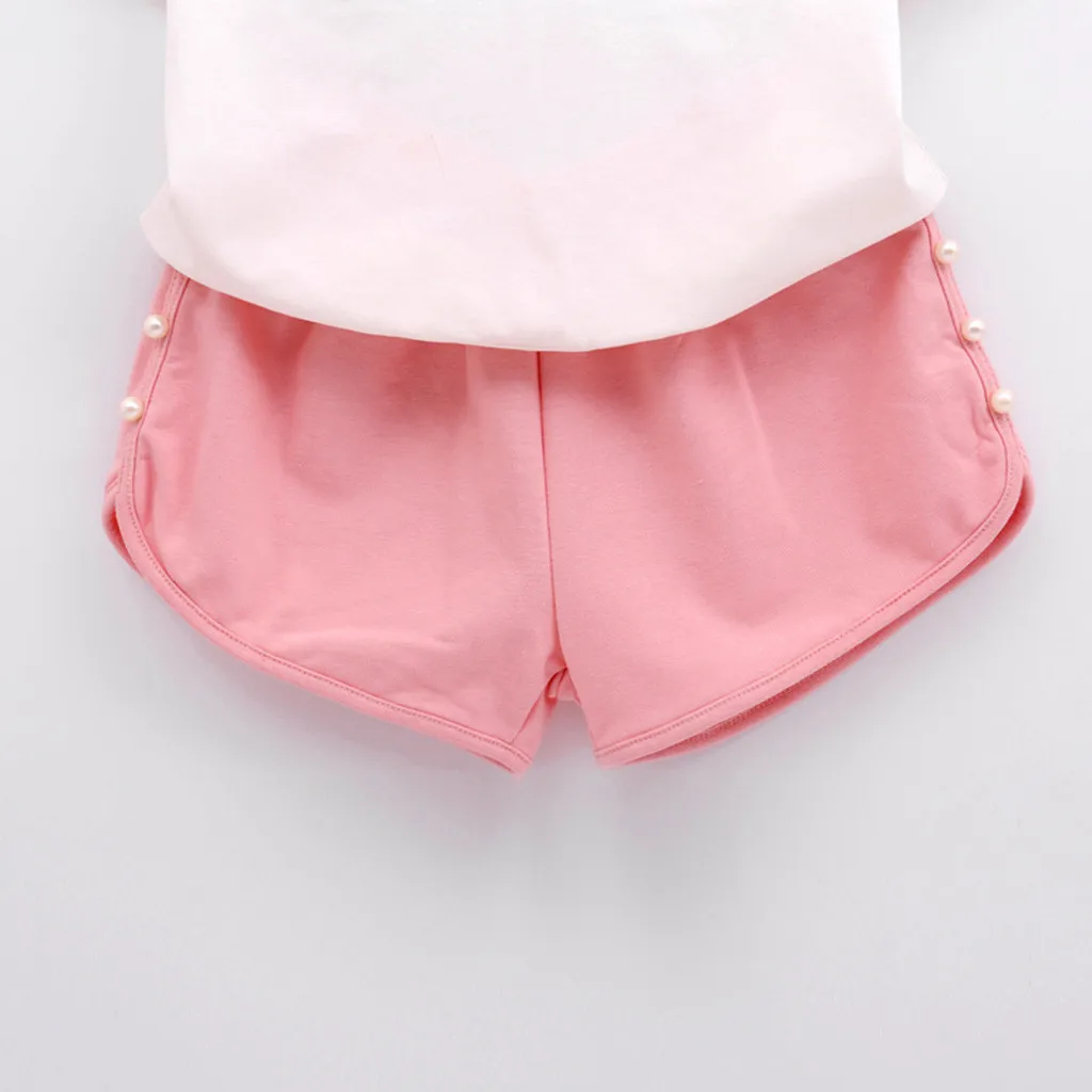 Летняя детская одежда для малышей Одежда маленьких девочек футболка с принтом