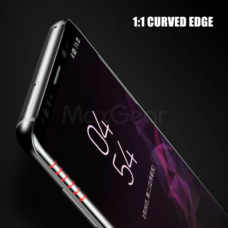 Изогнутое закаленное стекло 5D MaxGear с полным покрытием для Samsung Galaxy S8 S9 Plus Защитная