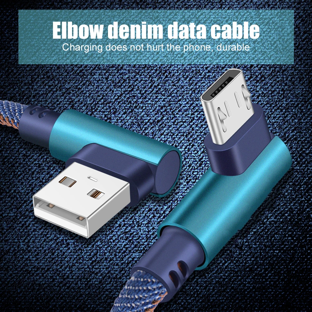 Micro Usb Cable For Samsung S7 Huawei Xiaomi Redmi Fast Charging Data Sync USB Cable 90 Degree Charger Microusb Cord 0.25M 1M 2M