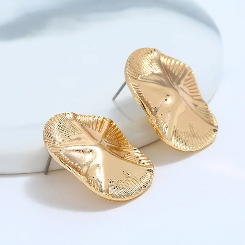 Gold color Metal Geometric Statement Earrings For Women Charm Trendy Glossy Drop Dangle for Jewelry | Украшения и аксессуары