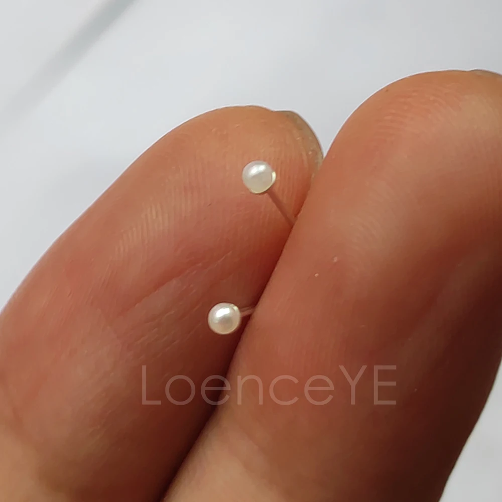 Серьги-гвоздики с жемчугом для носа 2 мм маленькие ноздри ювелирное изделие
