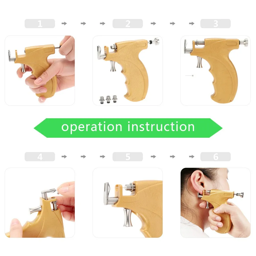Professional Stainless Steel Ear Piercing Gun Kit Set with Safe Sterile Needles - Ideal for Ear, Nose, Navel, and Body Piercings with Good Packaging image 3