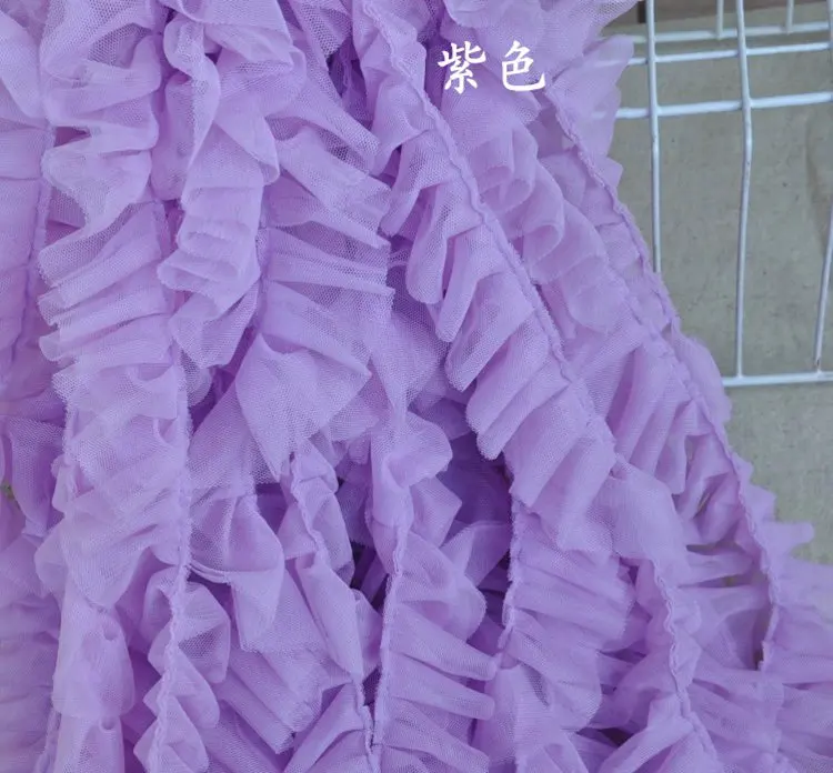 10yard/lot многоцветный 5 см рябить кружевной ткани белый раза кружевная юбка платье
