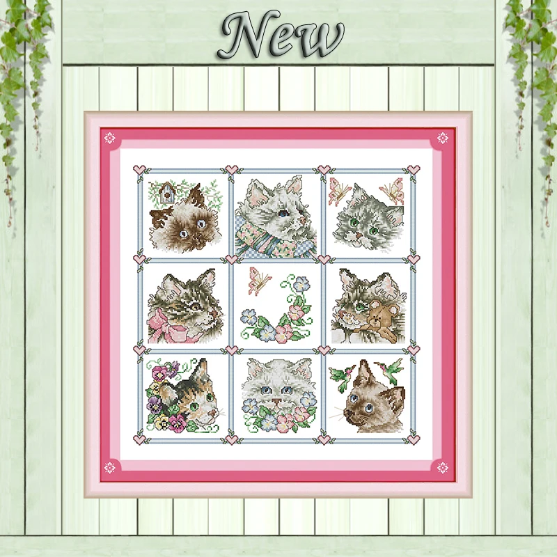 Набор для вышивки крестиком DMC 11CT 14CT цветными кошками и милыми животными