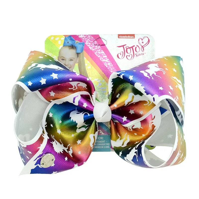 14 1 шт 8 Inch "jojo красочные девушки Сива Единорог коллекция Коралл цветная шпилька Большой волос бантики, аксессуары для волос для девочек - Цвет: 14