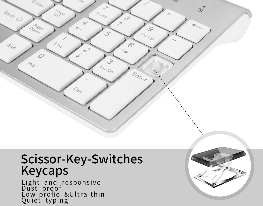 Zienstar английская 2,4G Беспроводная клавиатура мышь комбинированная с usb-приемником для Macbook, компьютера, ПК, ноутбука, ТВ-бокса и Smart tv
