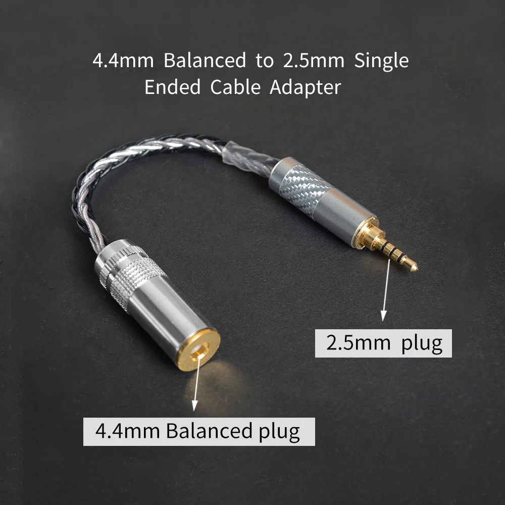 

OKCSC OFC Adapter 2.5mm Male Interface Turn to 4.4mm Female Balance Audio Stereo Cable 8 Share for SONY PHA-2A TA-ZH1ES NW-WM1Z