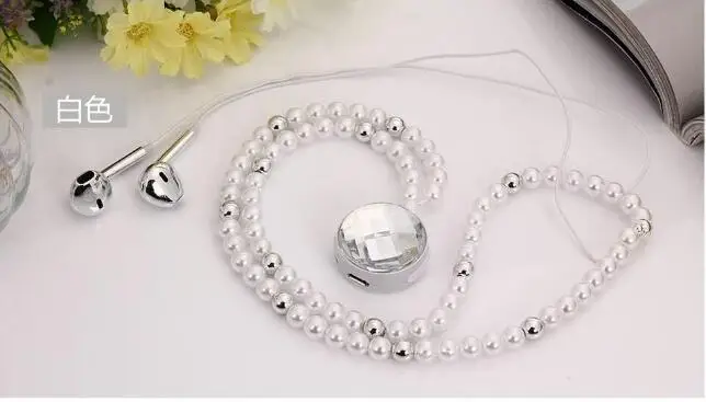 Round drill White Алмазное сердце жемчужное ожерелье Bluetooth гарнитура для Xiaomi huawei iPhone samsung магнитные вкладыши в уши для наушников для девочек подарок для женщин - Цвет: Round drill White