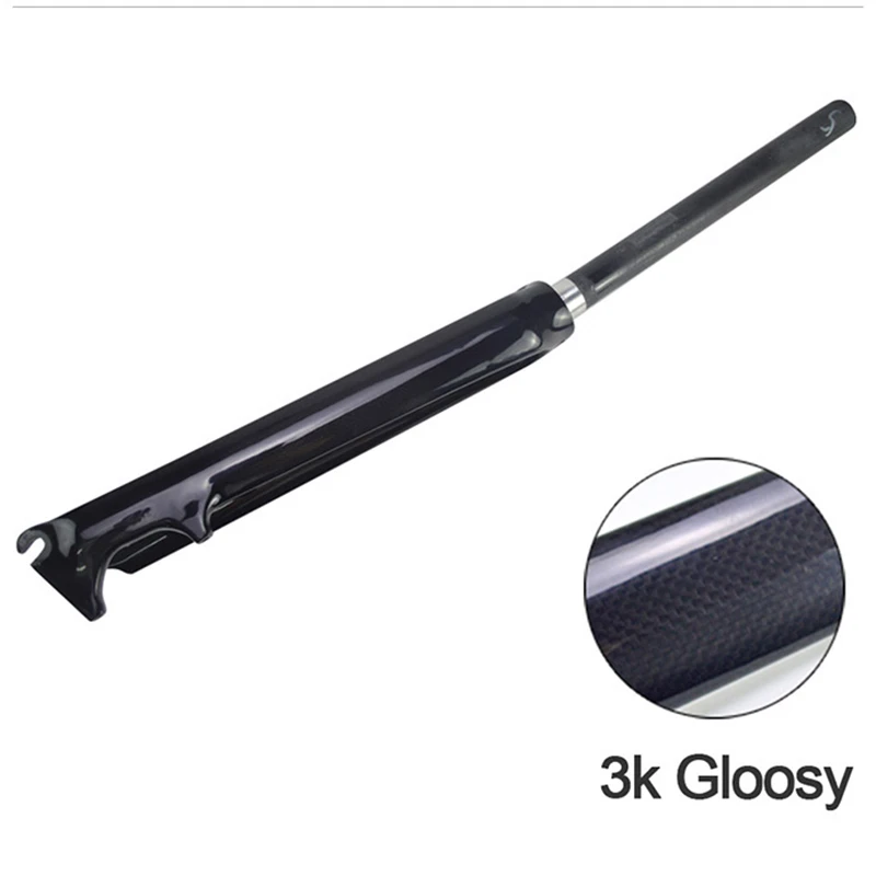 3k gloss 700c полный углеродного волокна вилка дорожного велосипеда запчасти для велосипеда фиксированной шестерни вилка аксессуары 3 k отделка 28,6 мм 1-1/8 - Цвет: 3k gloss