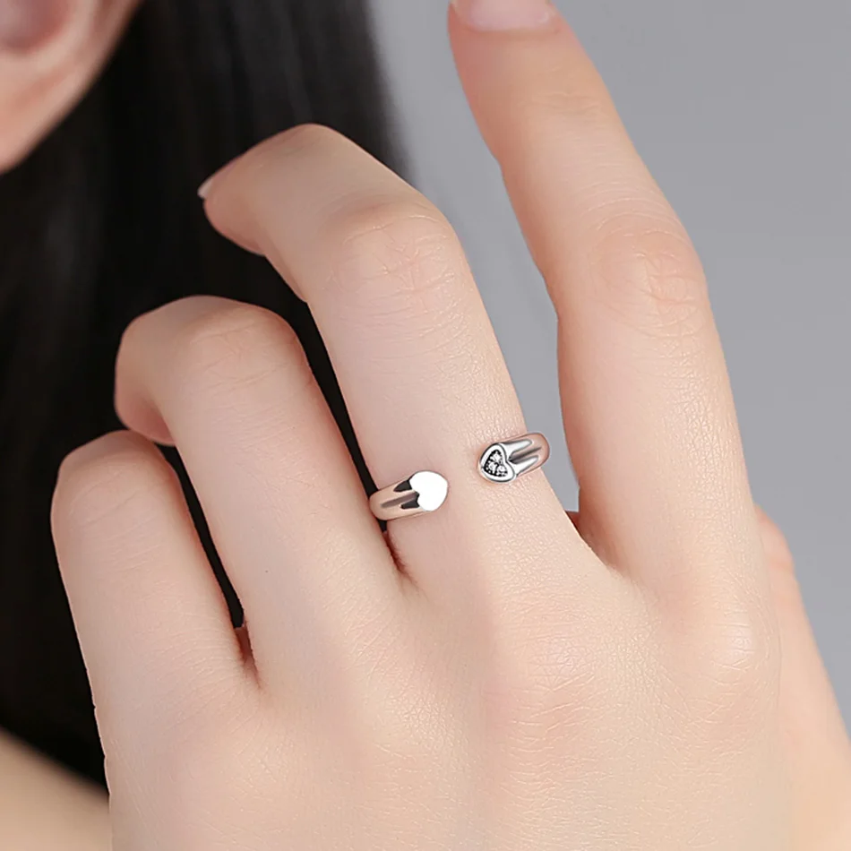 ELESHE, новинка, модные, 925 пробы, серебряные, открытые кольца, кристалл, кубический цирконий, сердце, кольцо для женщин, свадебные, роскошные ювелирные изделия, подарок