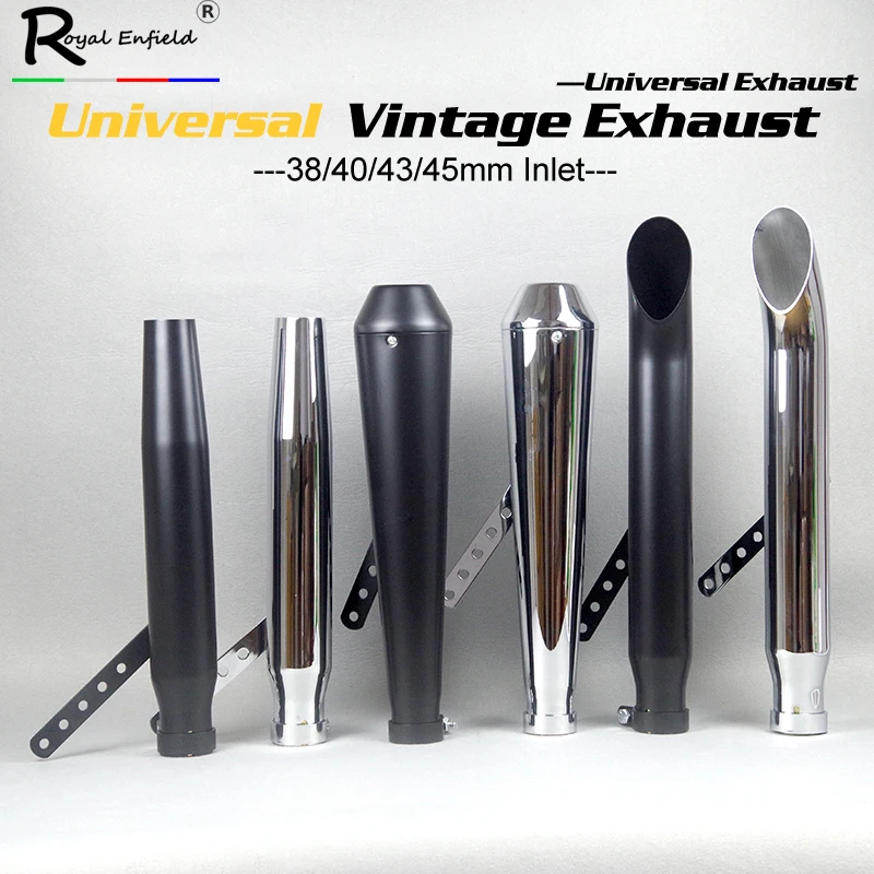 

Universal Motorcycle Exhaust Muffler Retro Vintage Classic Electroplating Escap Moto for cg125 sr400 cb500 vt500 CM300 500 Cafe