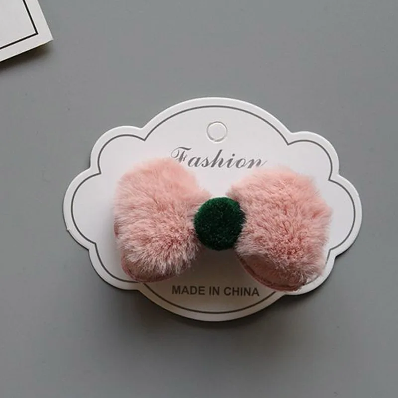 M Hair pin Заколка для волос, повязка для волос, корона, резинка для волос, 1 шт., для девочек, конский хвост, держатель, бант, аксессуары для волос, искусственный мех, лента для волос, пушистая - Цвет: M Hair pin