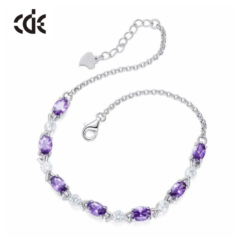Женский роскошный браслет CDE украшенный кристаллами из серебра 925 пробы