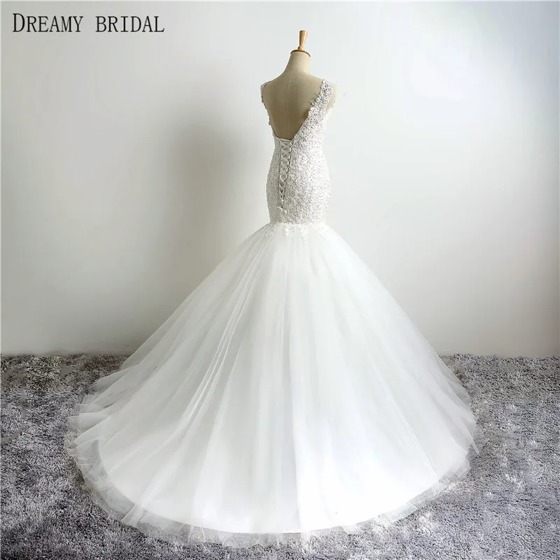 Элегантное Длинное платье русалки Vestido De Noiva 2017 подходит и расклешенные глубокий v