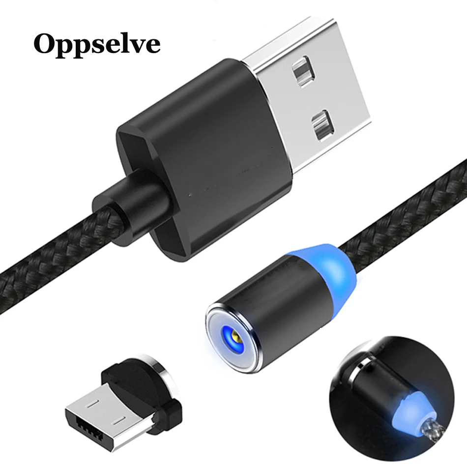 Oppselve Магнитный Micro-USB кабель со 2A быстрой зарядки 1 м 2 дисплей сид такси магнитное зарядное устройство, кабель для Xiaomi 4X huawei P8 Lite samsung данных Кабо