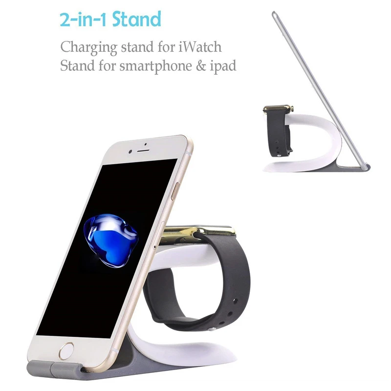 2 в 1 силиконовый держатель для Apple Watch и IPhone подставка Док станция офисный Штатив I