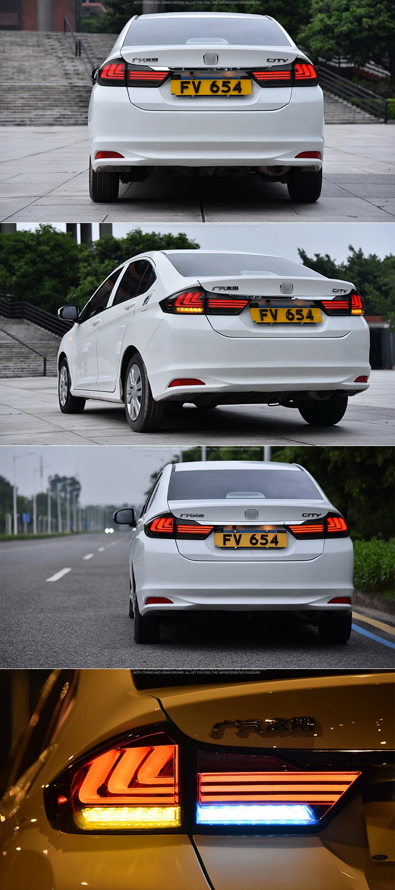 Автомобильный светодиодный задний фонарь для Honda City Grace- задний ходовой свет+ Тормозная лампа+ обратный+ Динамический сигнал поворота