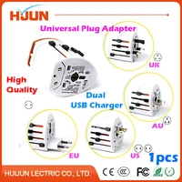 1pcs universal international power plug adapter socket for us uk eu au plug travel wall converter with dual usb charger white