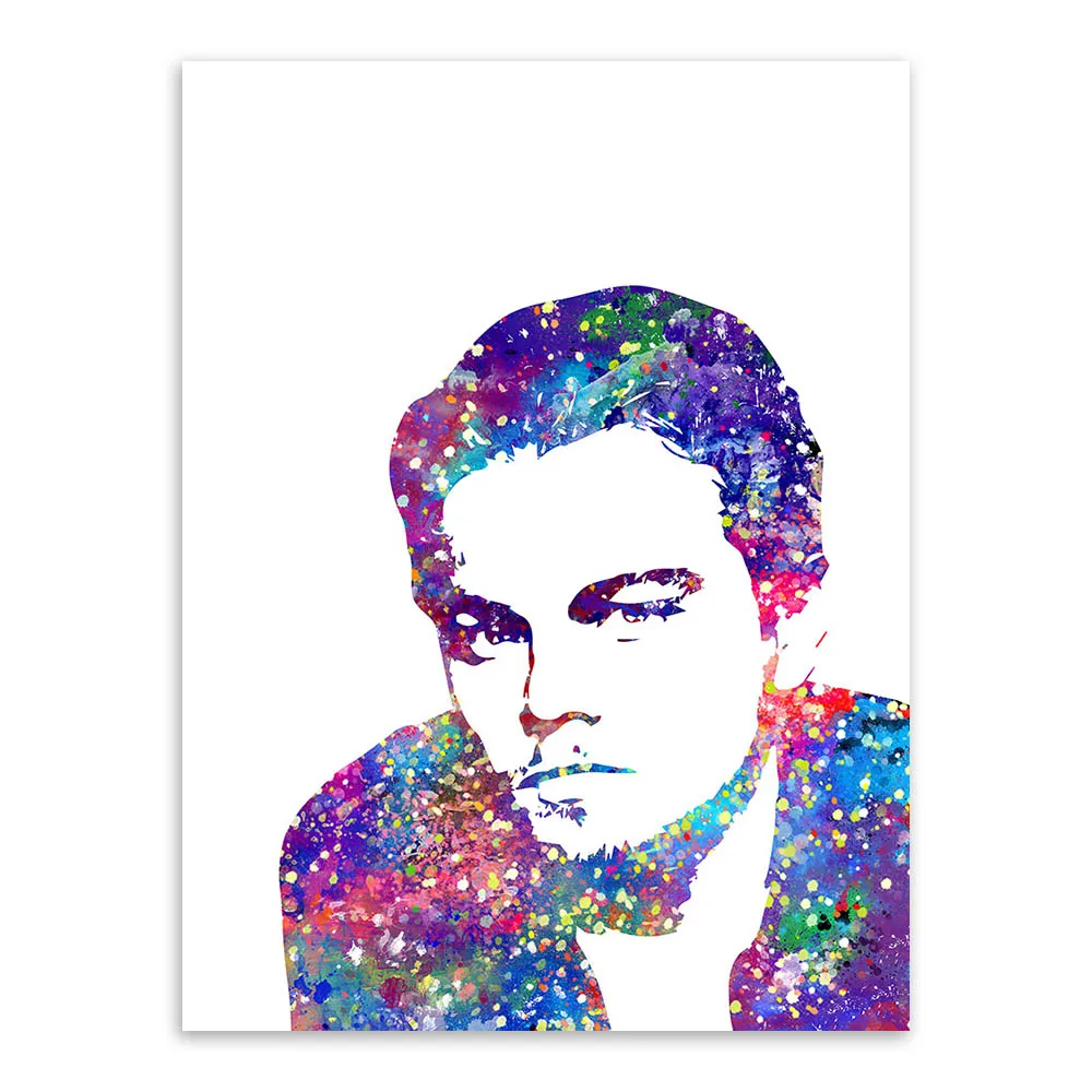 Акварельная Современная черно белая картина Leonardo Movie Superstar холст A4 печать плакат