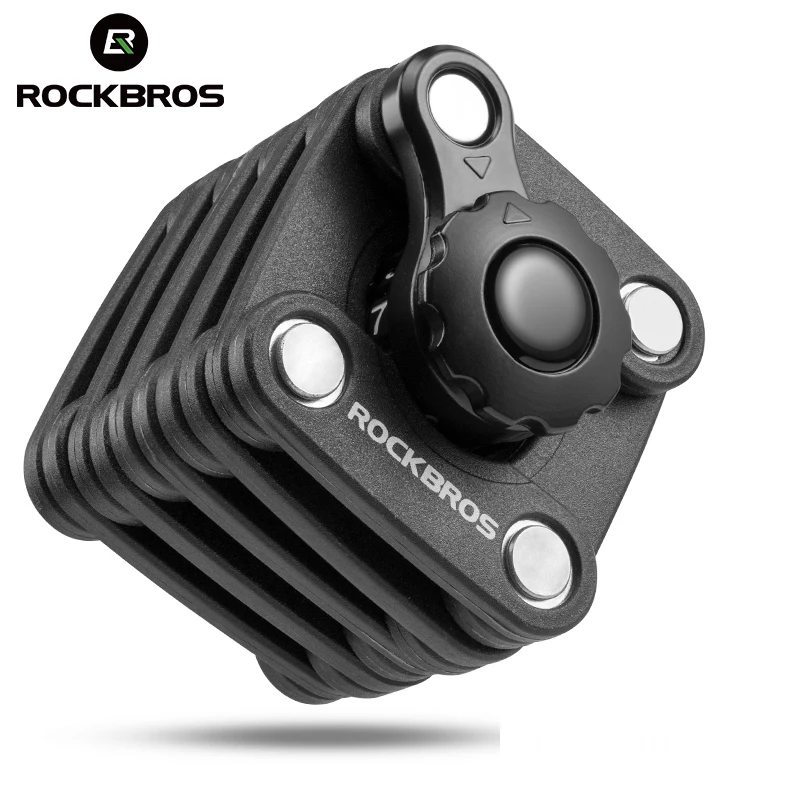 

ROCKBROS Mini Portable Bicycle Lock Anti-Theft Foldable Chain MTB Road Bike Password Lock Folding-locks Cycling Hamburg-Lock