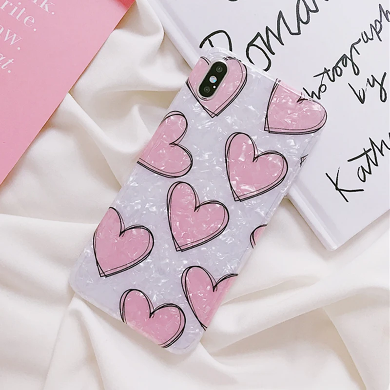 Чехол LOVECOM с милым сердечком для iPhone 11 Pro Max X XS Max XR 6 6S 7 8 Plus, мягкая задняя крышка IMD для телефона с текстурой всего тела