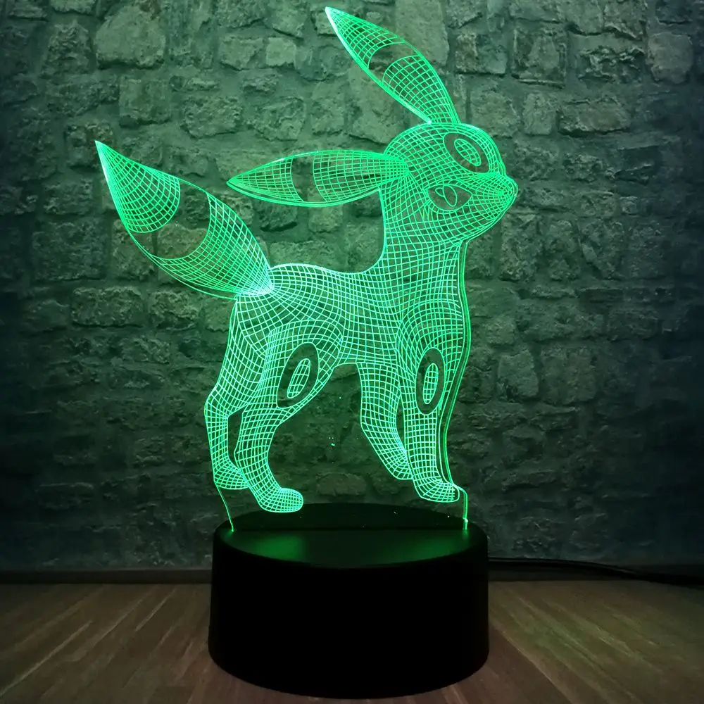 Pokemon 3D светодиодный ночной Светильник RGB Blub 7 цветов лампа для сна в спальню