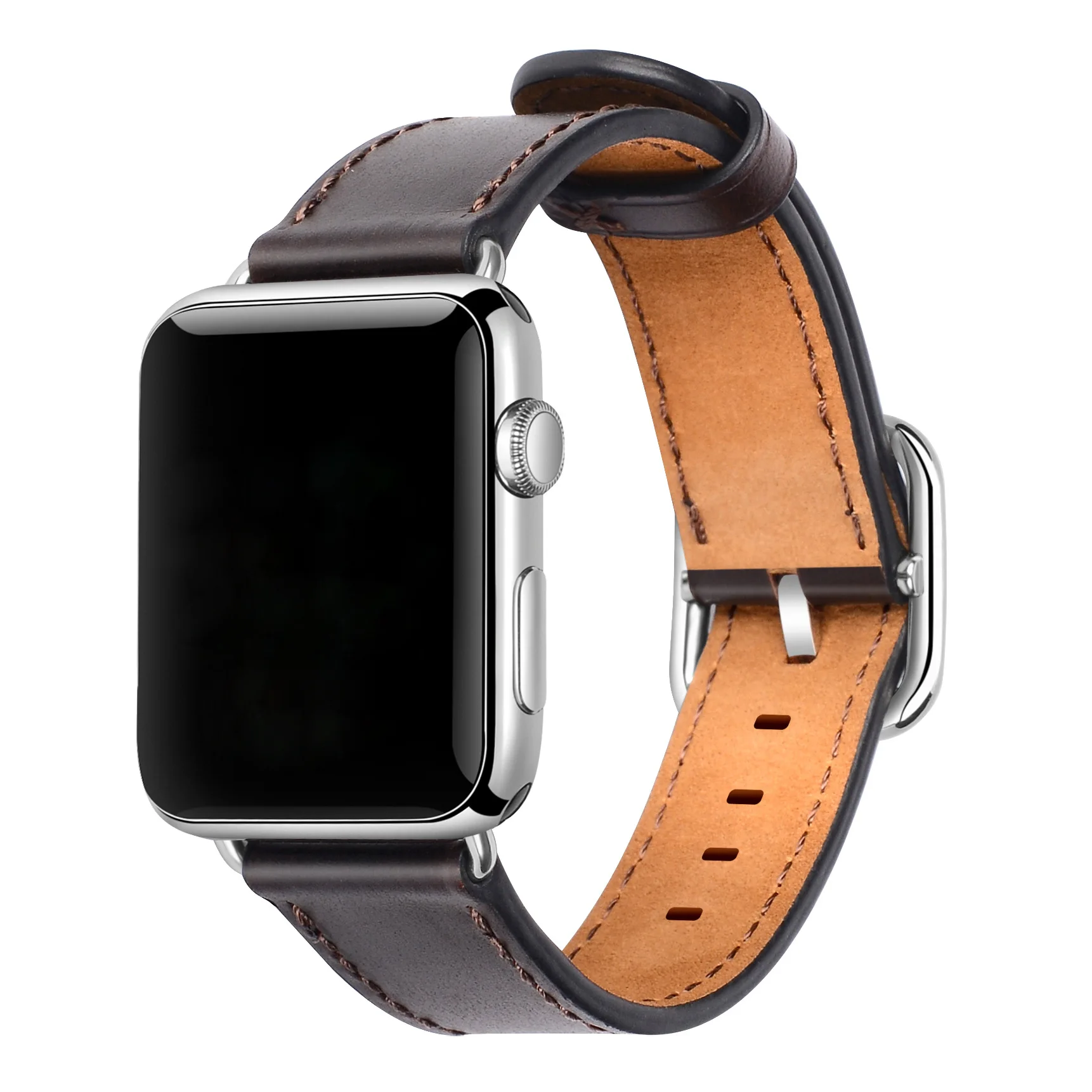 Высококачественные однотонные часы из натуральной кожи ремешок для Apple Watch