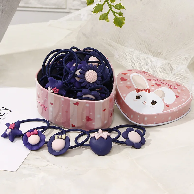 Navy blue Rabbit 20 шт./лот, новинка, подарочная упаковка, милые Мультяшные эластичные резинки для волос для девочек, головные уборы, резинки, резинки, повязки на голову, аксессуары для волос - Цвет: Navy blue Rabbit