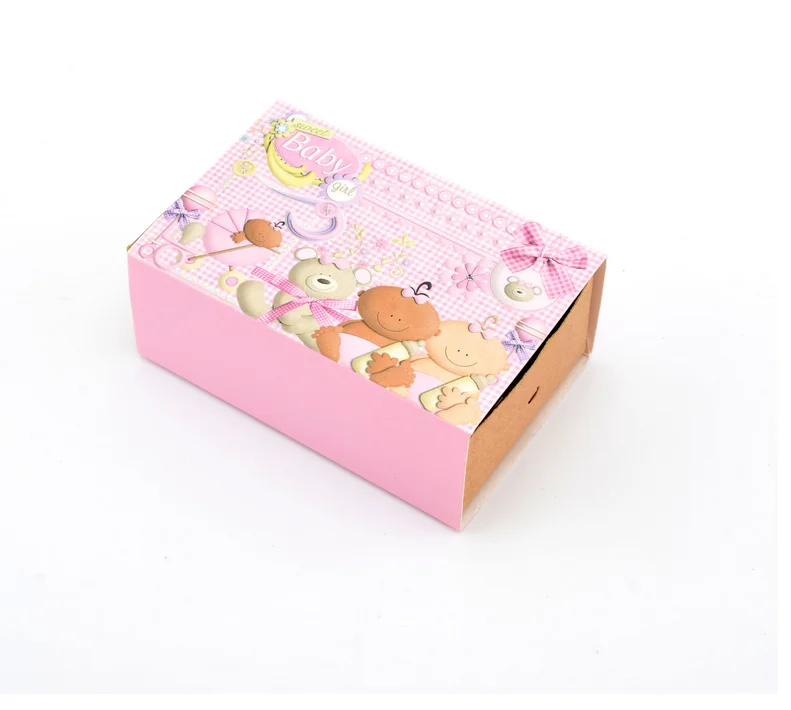 100 шт. розовые/синие коробки для конфет детского душа Подарочная коробка крещения