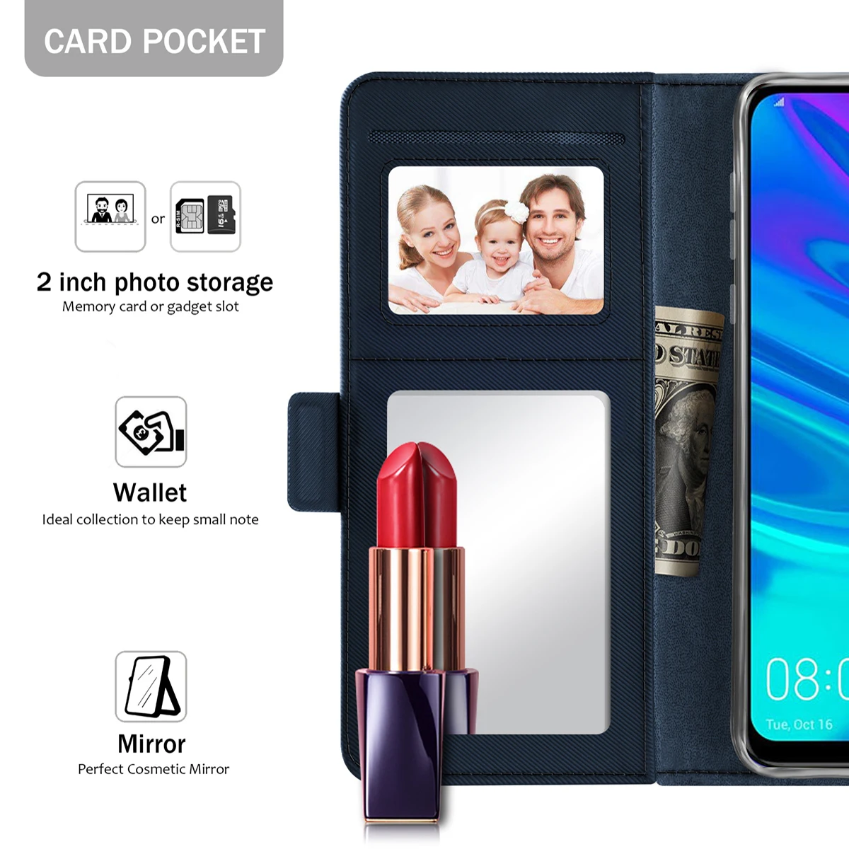 Для Xiaomi Mi 9T Pro Чехол из искусственной кожи с держателем для карт зеркальный