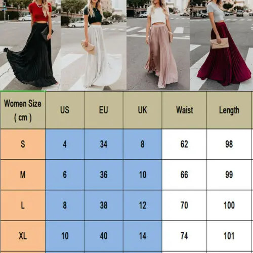 

Stylish Hot Sale Women High-waist Pleated Loose Chiffon Floor-length Skirts Ladies Summer Beach Casual Clothing S-XL