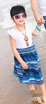 Семейный комплект мать и дочка платья Одежда для всей семьи детские одежда для девочек богемные пляжные платья Пара Одежда Футболки - Цвет: Daughter dress