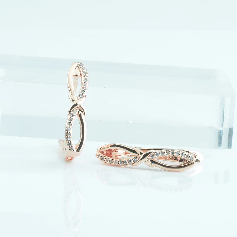 Женские серьги-капельки FJ серьги из розового золотистого цвета скрученный