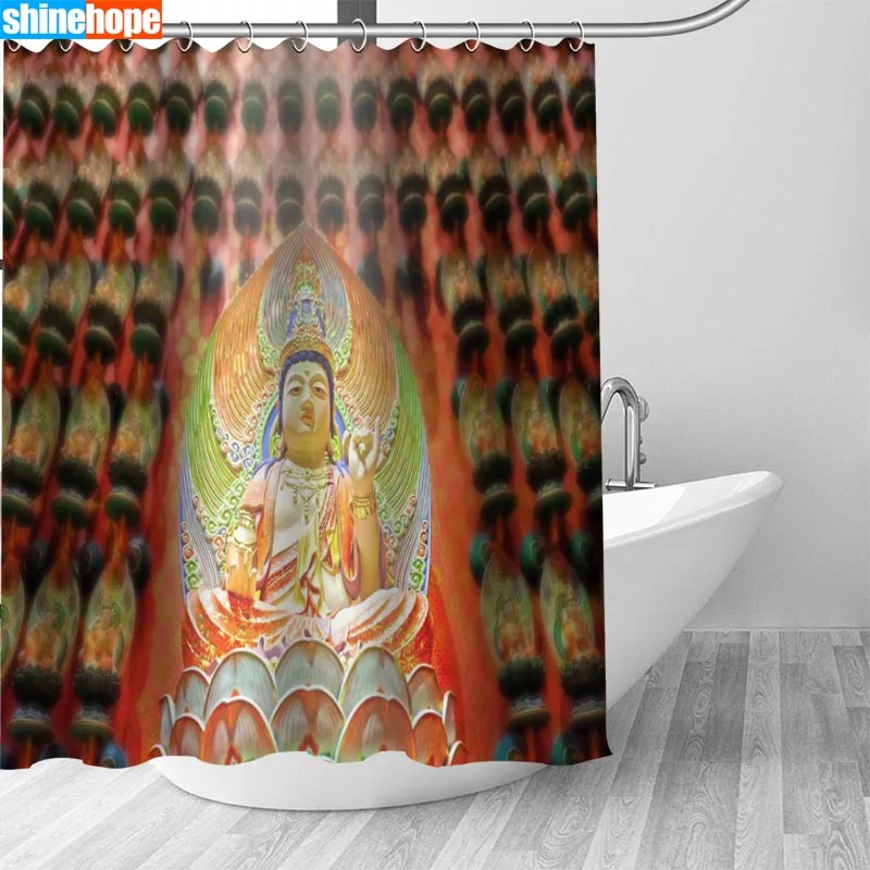 Shower Curtain 22 Индивидуальные Будда занавески для душа Водонепроницаемый полиэстер ткань 6 размеров высокое качество ванная комната занавески s - Цвет: Shower Curtain 22
