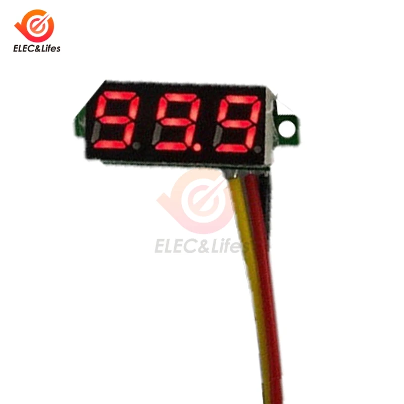 Красный DC 0 V-100 V Мини 0,28 дюймов светодиодный цифровой вольтметр измеритель напряжения детектор напряжения монитор тестер панель автомобильный вольтметр 12V 24V красный зеленый - Цвет: Красный