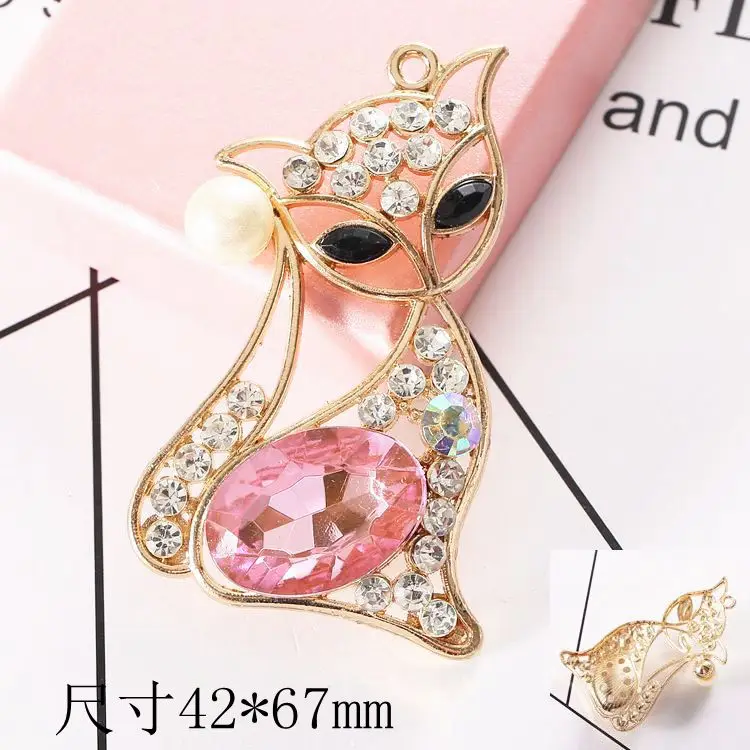 DoDower brand 5pc 4 color gem fox key chain pendant lady handbag handset DIY accessories metal | Украшения и аксессуары