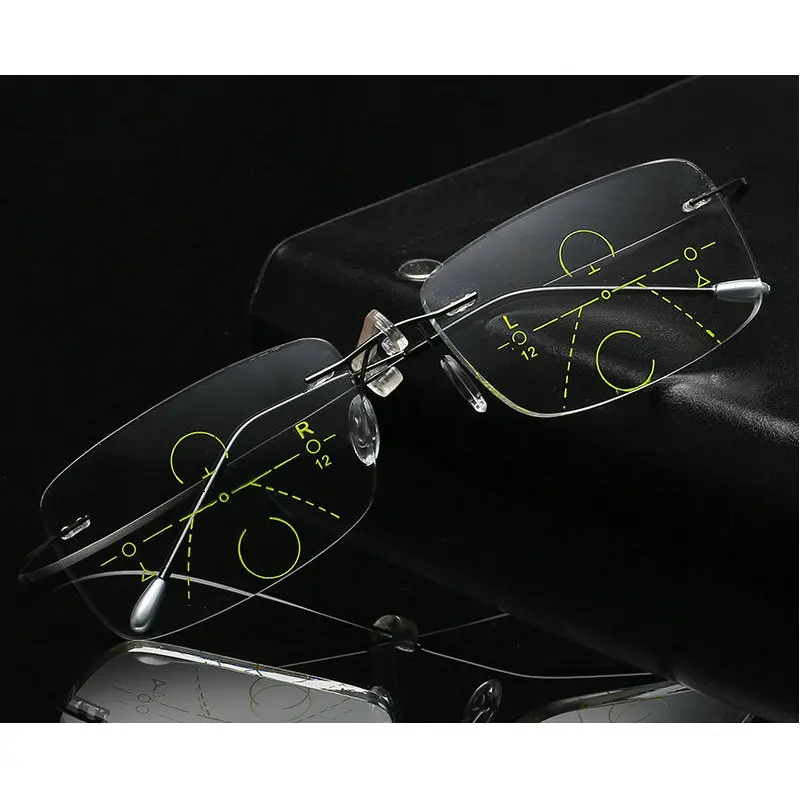 MINCL/сверхлегкие очки без оправы титановые прогрессивные многофокусные для