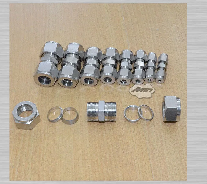 

14MM STRAIGHT DOUBLE FERRULE TUBE PIPE FITTING CONNECTOR STAINLESS STEEL 304