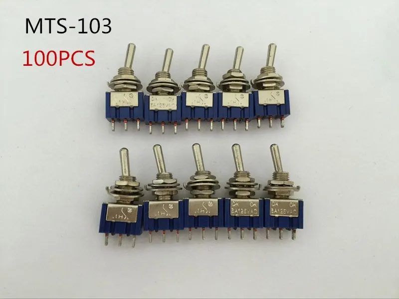 Lote Mini Alternação 3-pin G106 On-off-on Mts-103 6a 125 v 3a250vac Boa Qualidade 100 Pçs –