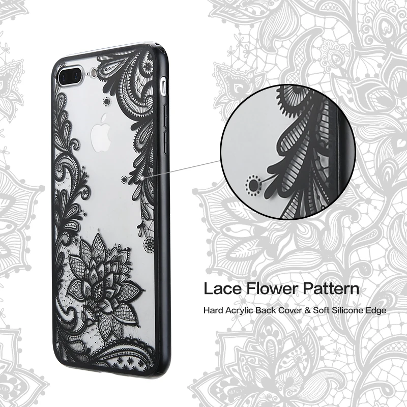 Kisscase телефон Чехлы для iPhone 6 S плюс 7 Plus 5 5S SE Роскошные кружевные цветы TPU чехол на