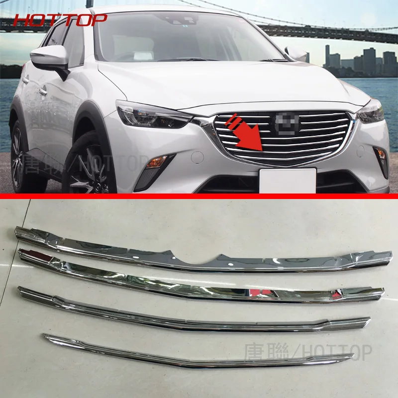 HOTTOP ABS Хром Передняя решетка Вокруг отделки для Mazda CX-3 стайлинга автомобилей