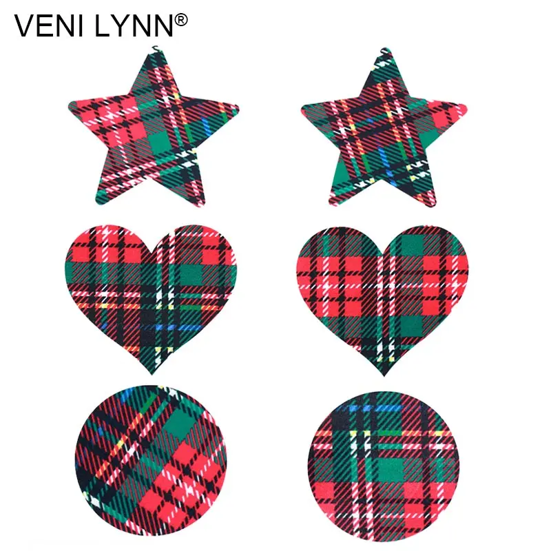 VENI LYNN 5 пар квадратные решетчатые одноразовые накладки на грудь наклейки звезды