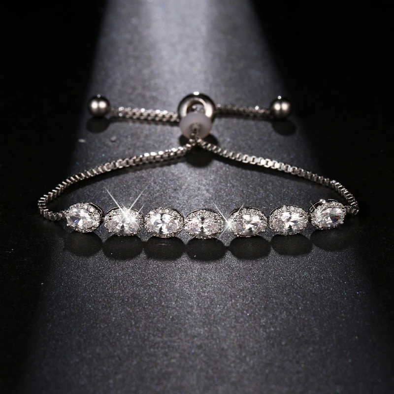 Женский браслет овальной формы с фианитами|bracelet bracelet|bracelet fashionfashion bracelet |