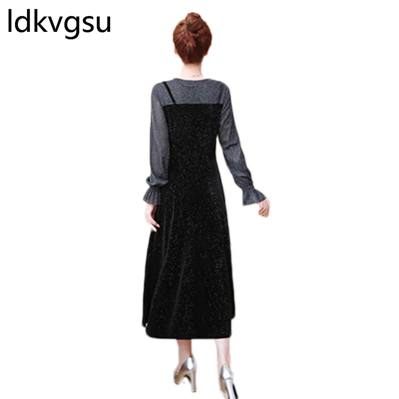 Женское вечернее платье с длинным рукавом свободное имитацией Женский комплект 2