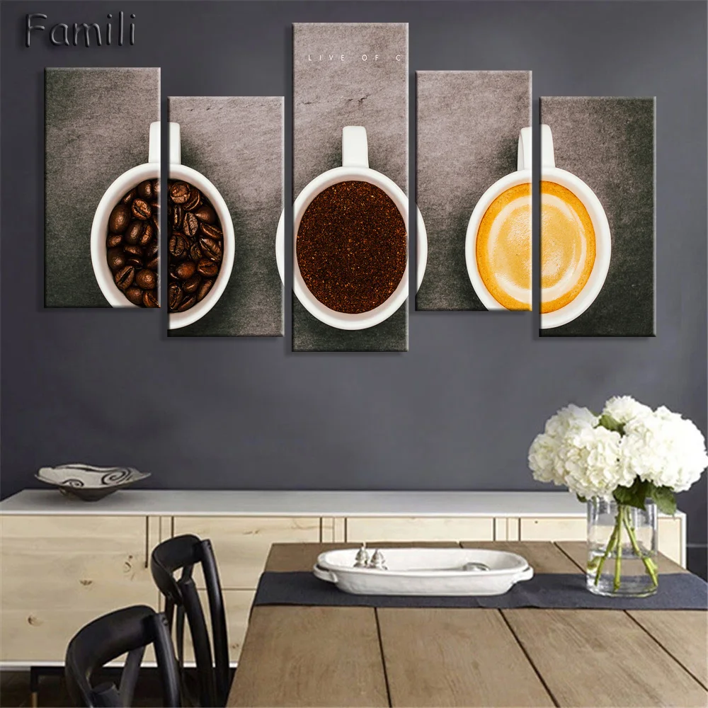5 шт. настенная Картина на холсте кофейная чашка кофейные зерна|print pictures canvas|picture