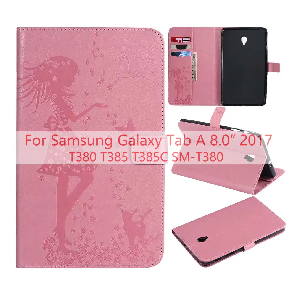 Pink Чехол из искусственной кожи для samsung Galaxy Tab A 8,0 T380 T385, мягкая задняя крышка для samsung Galaxy Tab A 8 T387, чехол для планшета - Цвет: Pink
