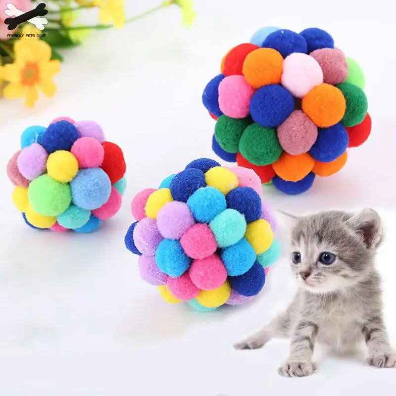 2019 New Pet Cat Toy Colorful Handmade Bells Bouncy Ball Built In Catnip Interactive 23|Игрушки для кошек| |
